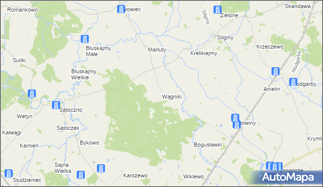 mapa Wągniki gmina Korsze, Wągniki gmina Korsze na mapie Targeo