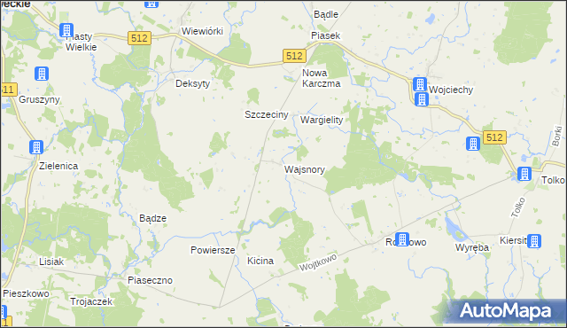 mapa Wajsnory, Wajsnory na mapie Targeo