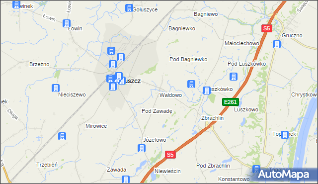 mapa Wałdowo gmina Pruszcz, Wałdowo gmina Pruszcz na mapie Targeo