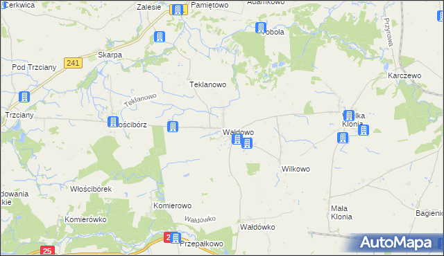 mapa Wałdowo gmina Sępólno Krajeńskie, Wałdowo gmina Sępólno Krajeńskie na mapie Targeo