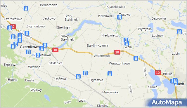 mapa Walentowo gmina Kikół, Walentowo gmina Kikół na mapie Targeo