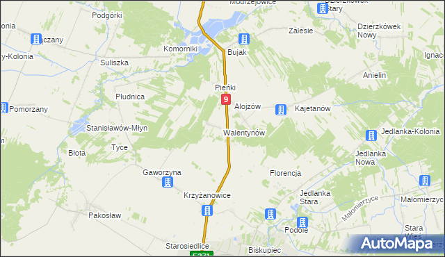 mapa Walentynów gmina Iłża, Walentynów gmina Iłża na mapie Targeo