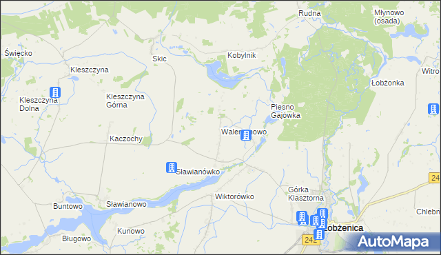 mapa Walentynowo gmina Łobżenica, Walentynowo gmina Łobżenica na mapie Targeo