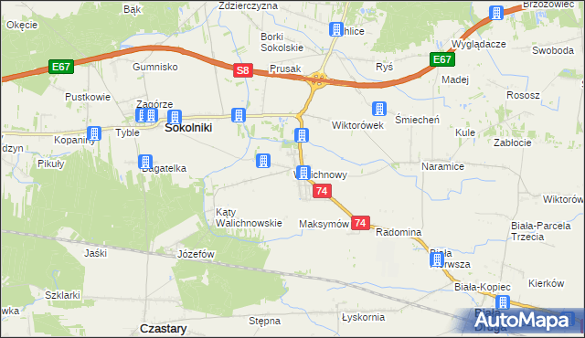 mapa Walichnowy, Walichnowy na mapie Targeo