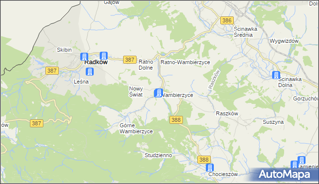 mapa Wambierzyce, Wambierzyce na mapie Targeo