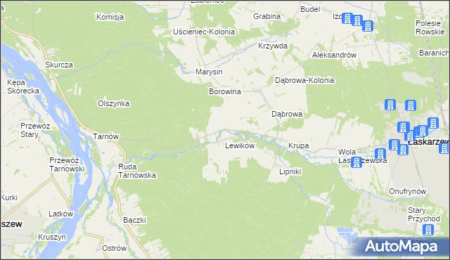 mapa Wanaty gmina Łaskarzew, Wanaty gmina Łaskarzew na mapie Targeo