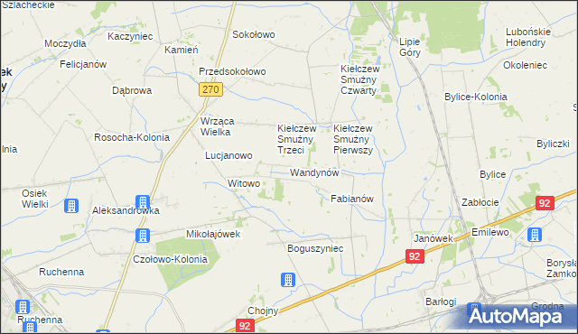 mapa Wandynów gmina Koło, Wandynów gmina Koło na mapie Targeo
