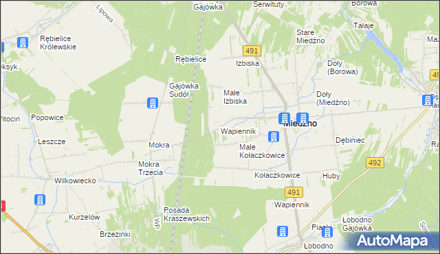 mapa Wapiennik gmina Miedźno, Wapiennik gmina Miedźno na mapie Targeo