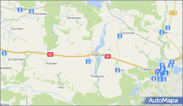 mapa Wapnica gmina Suchań, Wapnica gmina Suchań na mapie Targeo