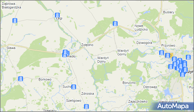 mapa Wardyń Dolny, Wardyń Dolny na mapie Targeo