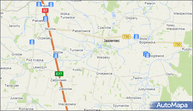 mapa Warpęsy, Warpęsy na mapie Targeo