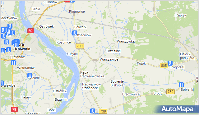 mapa Warszawice, Warszawice na mapie Targeo