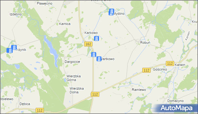 mapa Wartkowo, Wartkowo na mapie Targeo