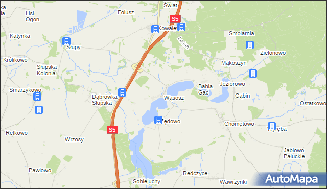 mapa Wąsosz gmina Szubin, Wąsosz gmina Szubin na mapie Targeo