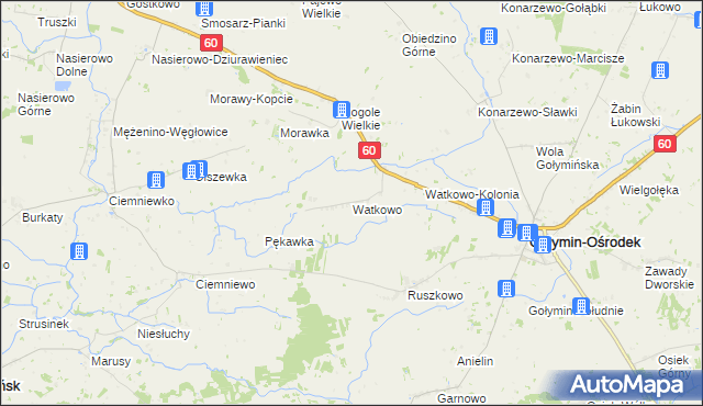 mapa Watkowo, Watkowo na mapie Targeo