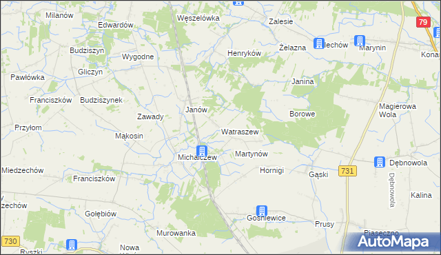 mapa Watraszew, Watraszew na mapie Targeo