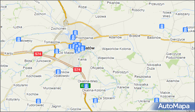 mapa Wąworków, Wąworków na mapie Targeo