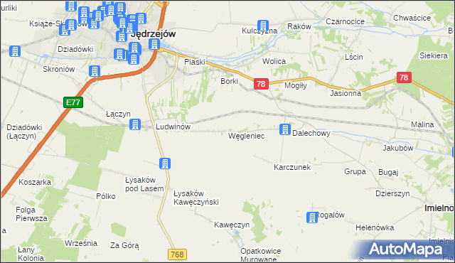 mapa Węgleniec, Węgleniec na mapie Targeo