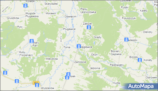 mapa Węglewice gmina Galewice, Węglewice gmina Galewice na mapie Targeo