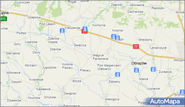 mapa Węgrce Panieńskie, Węgrce Panieńskie na mapie Targeo