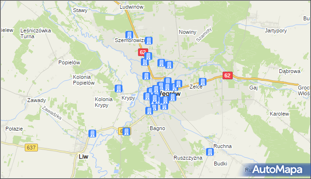 mapa Węgrów, Węgrów na mapie Targeo