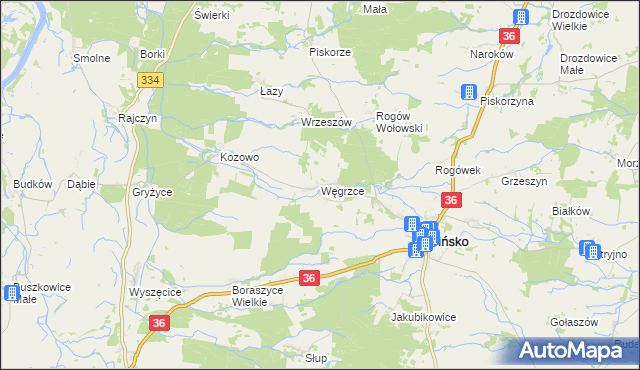 mapa Węgrzce gmina Wińsko, Węgrzce gmina Wińsko na mapie Targeo