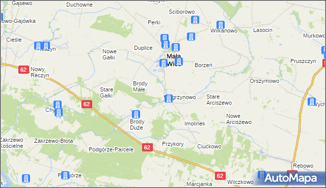 mapa Węgrzynowo gmina Mała Wieś, Węgrzynowo gmina Mała Wieś na mapie Targeo