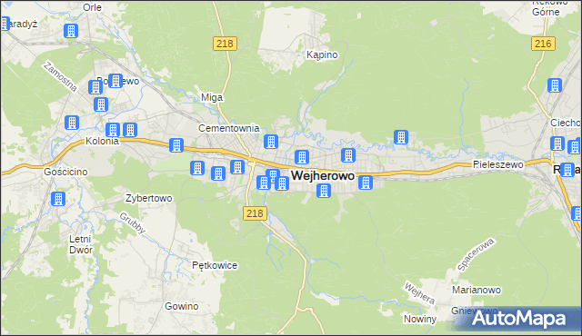 mapa Wejherowo, Wejherowo na mapie Targeo