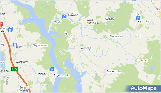 mapa Wenecja gmina Morąg, Wenecja gmina Morąg na mapie Targeo