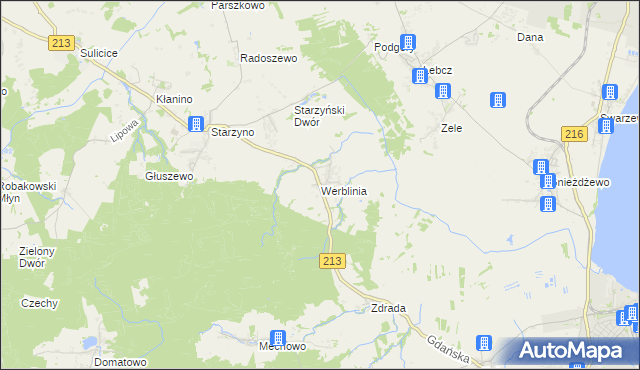 mapa Werblinia, Werblinia na mapie Targeo