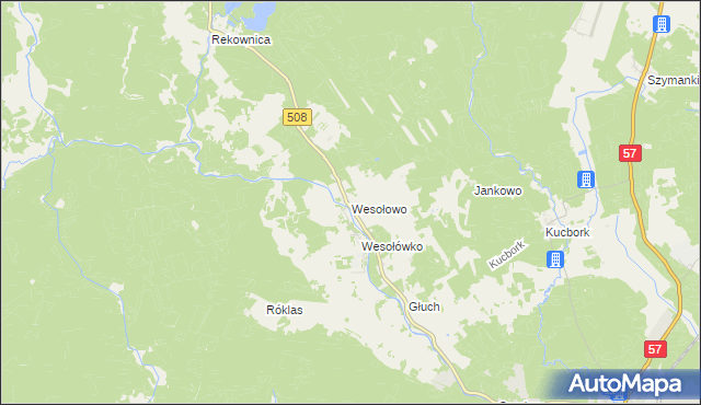 mapa Wesołowo gmina Wielbark, Wesołowo gmina Wielbark na mapie Targeo