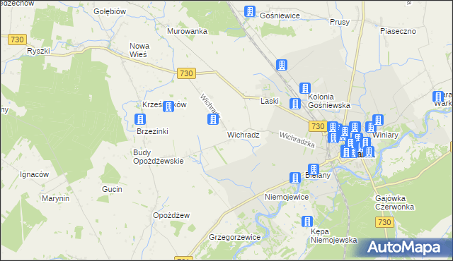 mapa Wichradz, Wichradz na mapie Targeo