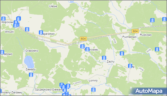 mapa Wichrowiec gmina Janowo, Wichrowiec gmina Janowo na mapie Targeo