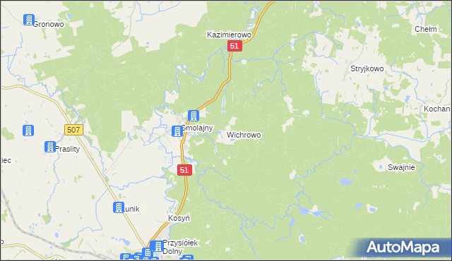 mapa Wichrowo, Wichrowo na mapie Targeo