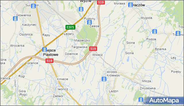 mapa Widacz gmina Miejsce Piastowe, Widacz gmina Miejsce Piastowe na mapie Targeo