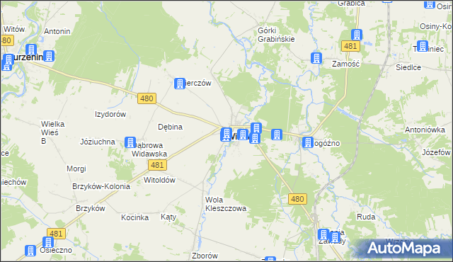 mapa Widawa powiat łaski, Widawa powiat łaski na mapie Targeo