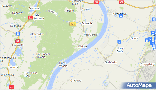mapa Widlice gmina Gniew, Widlice gmina Gniew na mapie Targeo