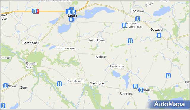 mapa Widlice gmina Świecie nad Osą, Widlice gmina Świecie nad Osą na mapie Targeo