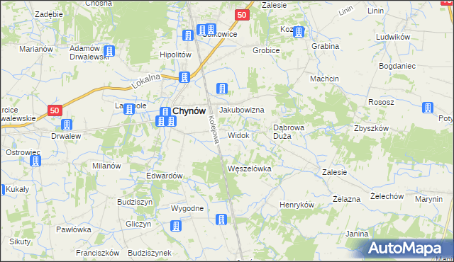 mapa Widok gmina Chynów, Widok gmina Chynów na mapie Targeo