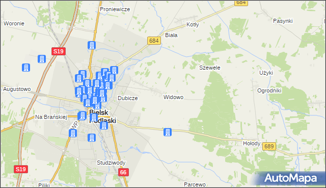 mapa Widowo, Widowo na mapie Targeo