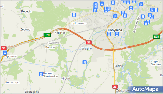 mapa Widzino, Widzino na mapie Targeo