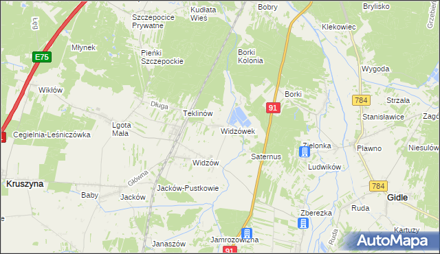 mapa Widzówek, Widzówek na mapie Targeo