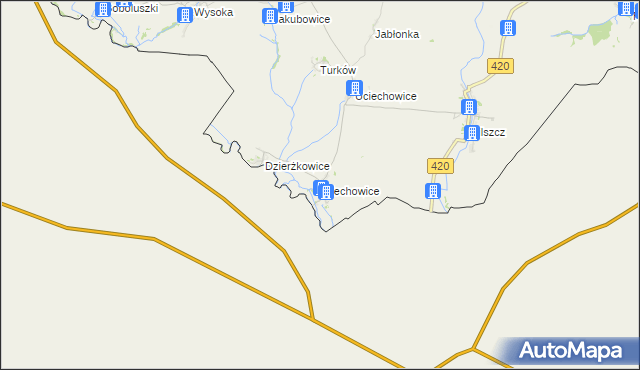 mapa Wiechowice, Wiechowice na mapie Targeo