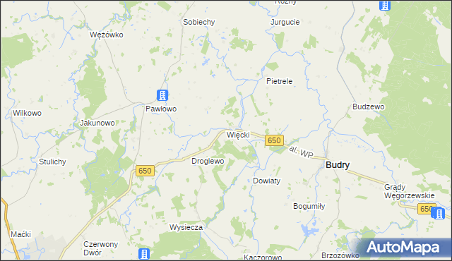 mapa Więcki gmina Budry, Więcki gmina Budry na mapie Targeo