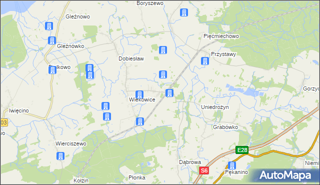 mapa Wiekowo gmina Darłowo, Wiekowo gmina Darłowo na mapie Targeo