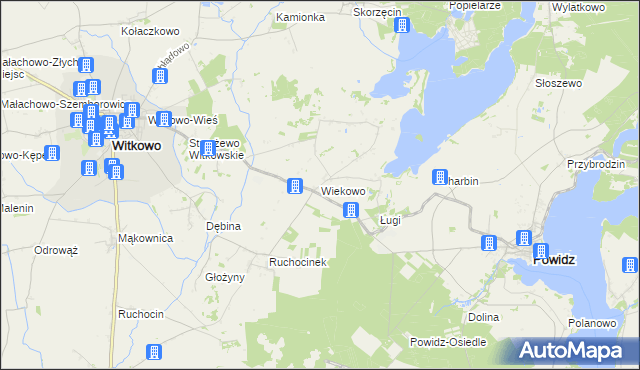 mapa Wiekowo gmina Witkowo, Wiekowo gmina Witkowo na mapie Targeo