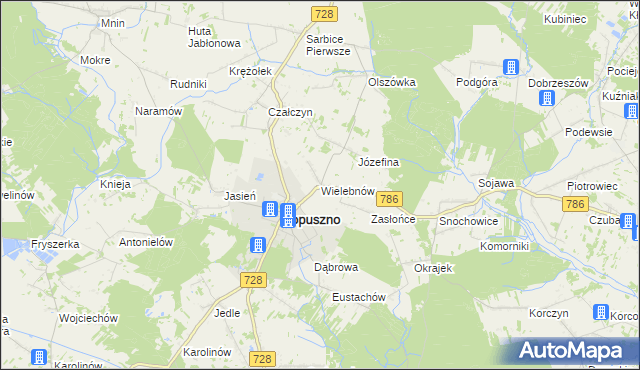 mapa Wielebnów, Wielebnów na mapie Targeo
