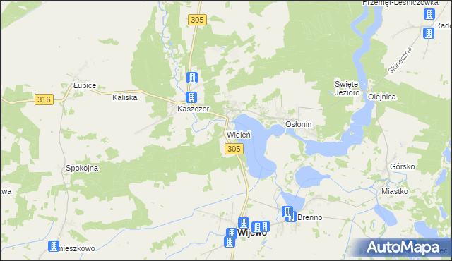 mapa Wieleń gmina Przemęt, Wieleń gmina Przemęt na mapie Targeo