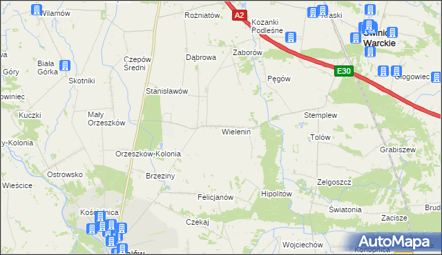 mapa Wielenin, Wielenin na mapie Targeo