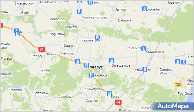 mapa Wielka Wola gmina Paradyż, Wielka Wola gmina Paradyż na mapie Targeo